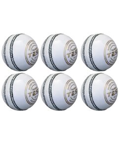 Leather Cricket Ball, White, Pack of 6