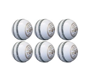 Leather Cricket Ball, White, Pack of 6